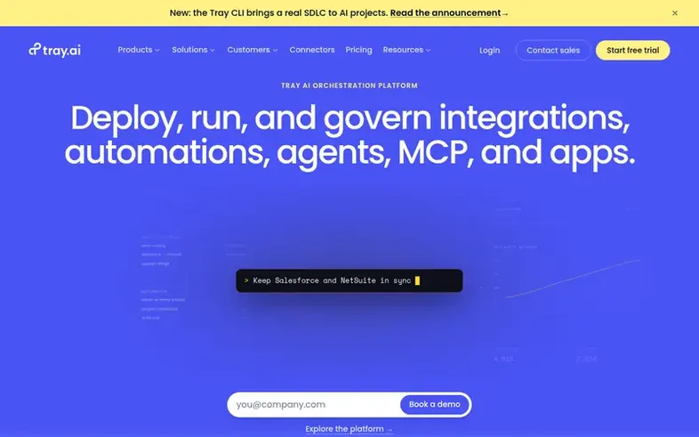 Screenshot of the Tray.ai homepage
