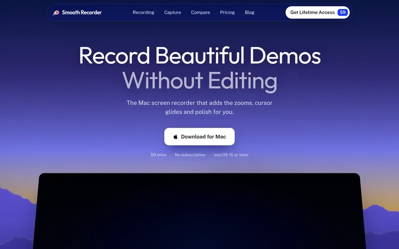 Screenshot of the Smooth Recorder homepage