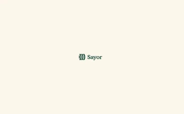 Screenshot of the Sayora homepage