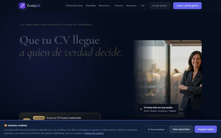 Screenshot of the ZenitJob homepage
