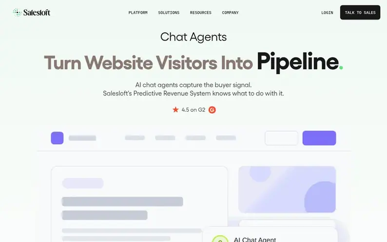 Screenshot of the Salesloft homepage