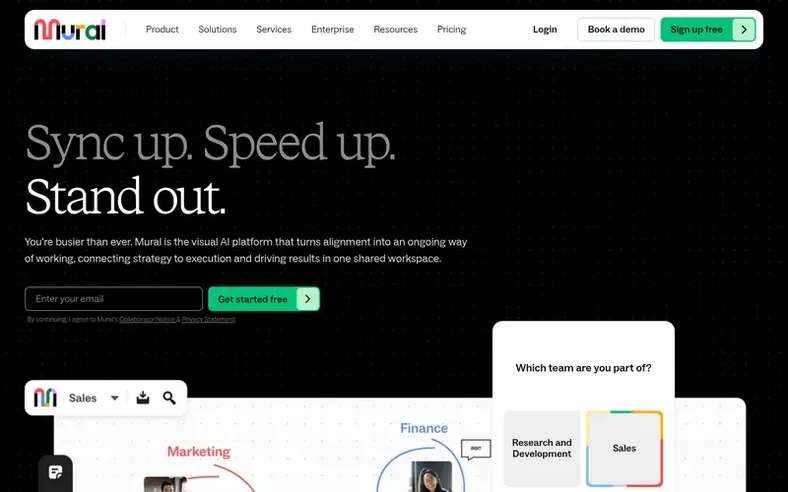 Screenshot of the Mural homepage