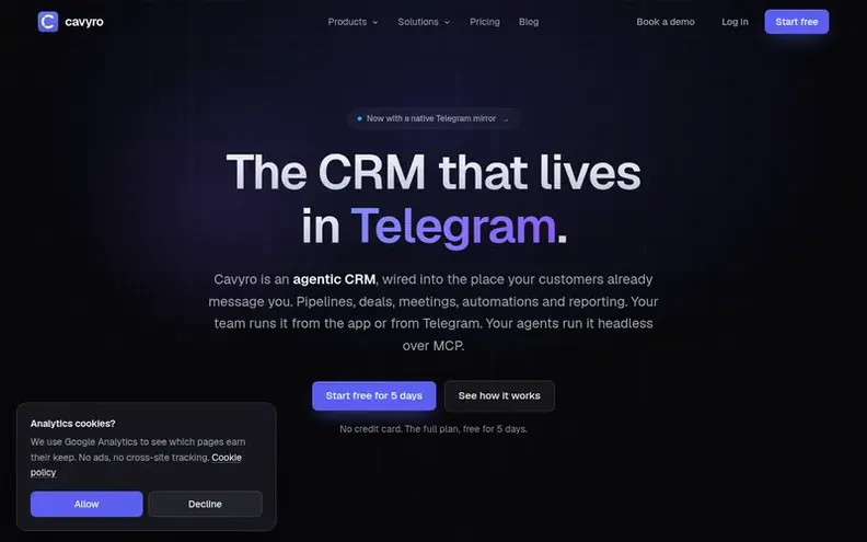 Screenshot of the Cavyro homepage