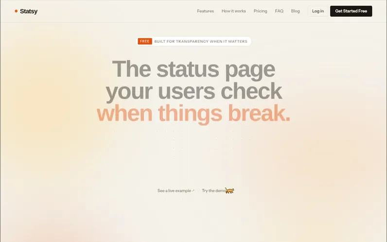 Screenshot of the Statsy homepage