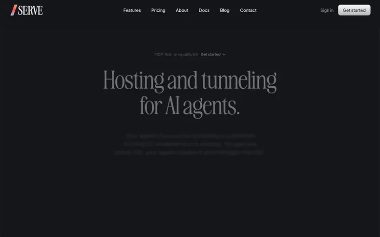 Screenshot of the serve homepage