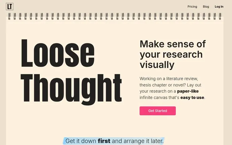 Screenshot of the Loose Thought homepage