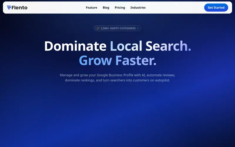 Screenshot of the Flento homepage