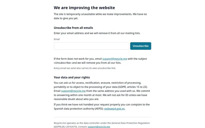 Screenshot of the Rezycle.me™ homepage